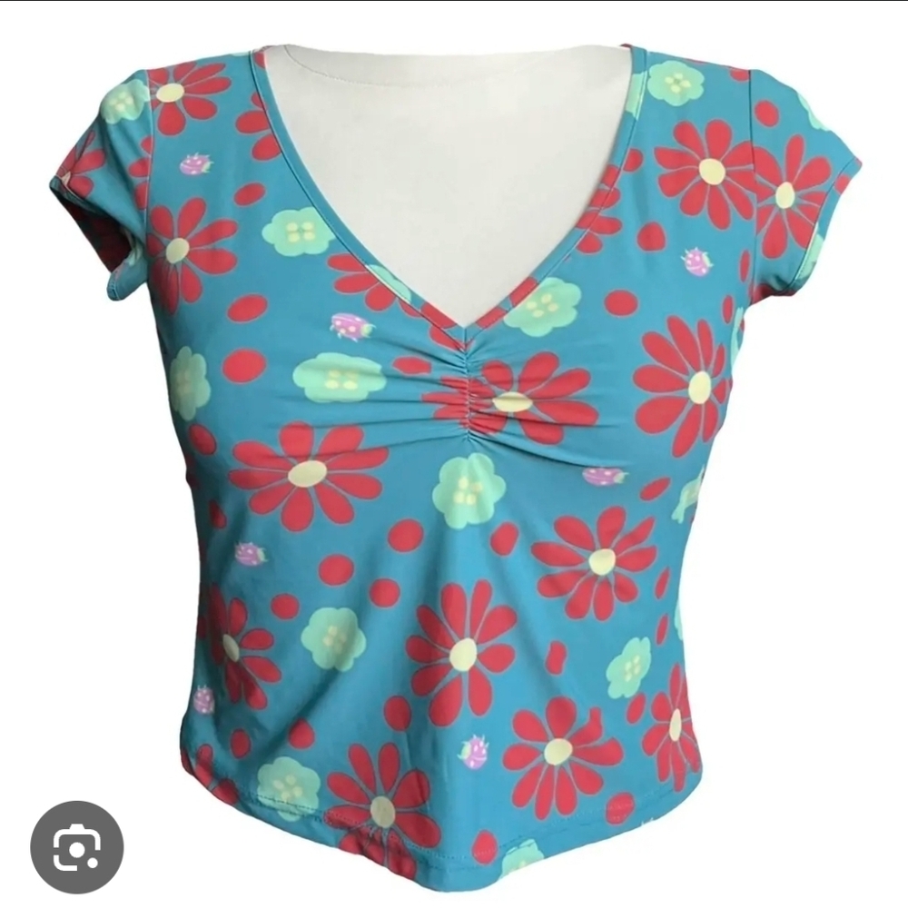 Fendi Aqua Daisy Print Top